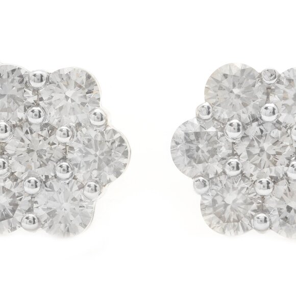 2.60 Carat Natural Diamonds in 14k Solid Yellow Gold Screw Back Stud Earrings - Picture 1 of 5